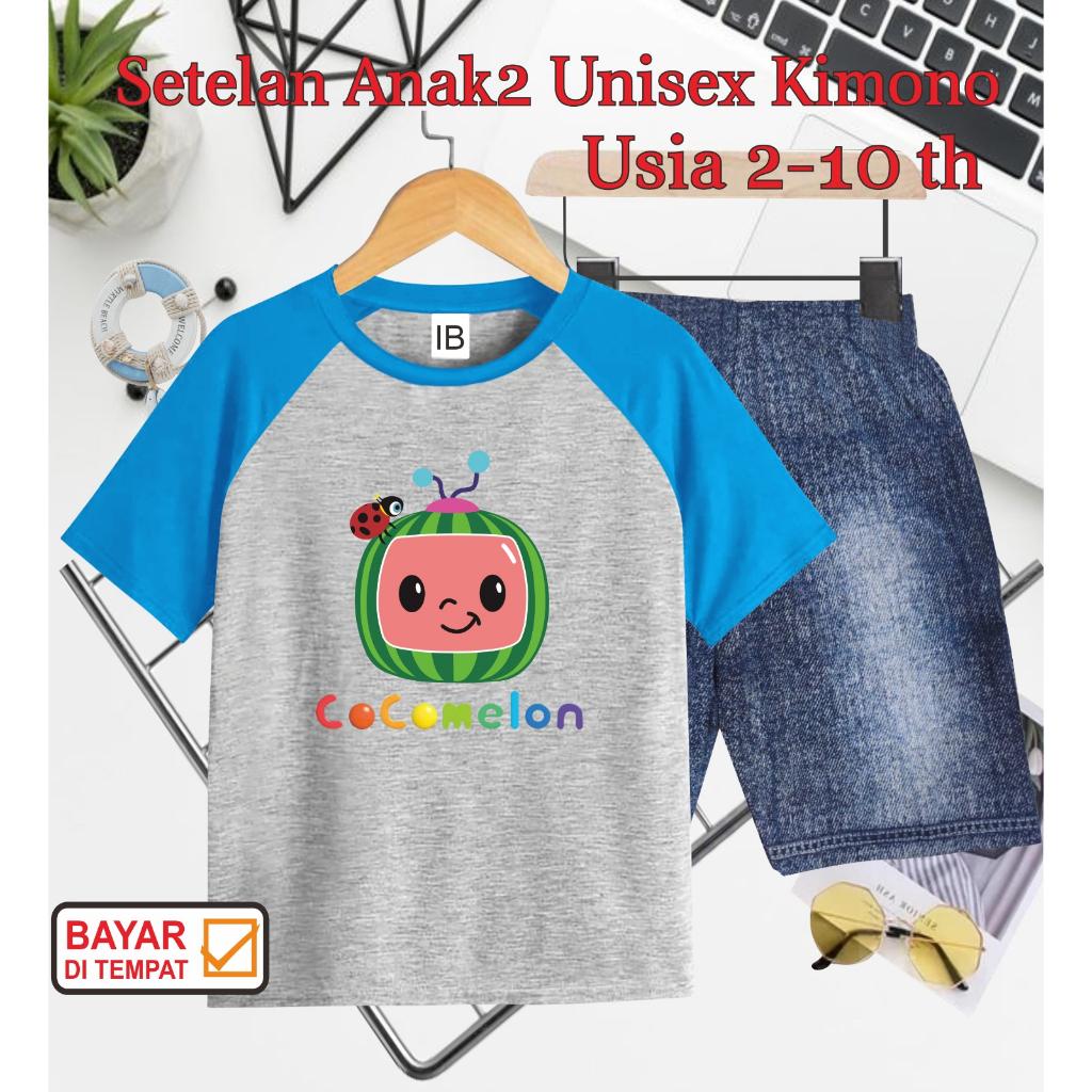 ((IB))SETELAN ANAK2 UNISEX KIMONO SEMI JEANS/COCO MELON DIGITAL SABLON