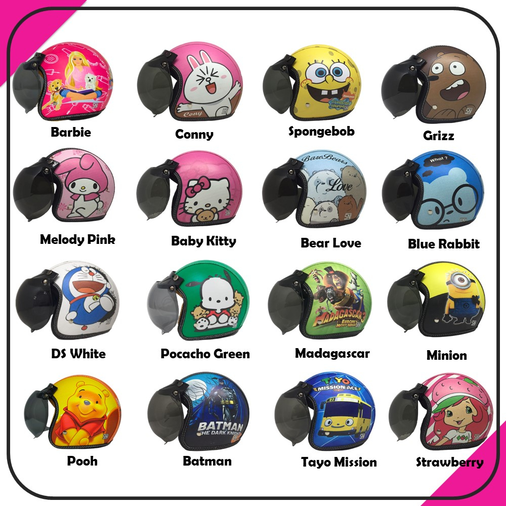 Helm Retro Bogo Kids Anak Printing Motif Lucu