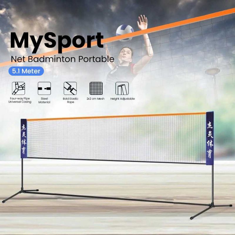 Net Bulutangkis Portable / Net Bulutangkis Dewasa Ori / Net Badminton Portable Folding Rack 5.1 Mete