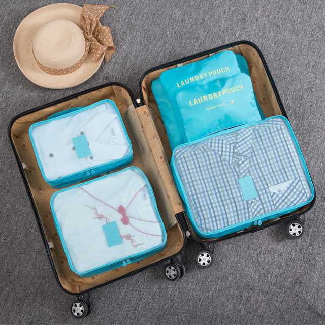 Tas Travel Organizer Pakaian Laundry Pouch Multi Size 6 PCS Tempat Penyimpanan Baju Jaket Selimut Praktis