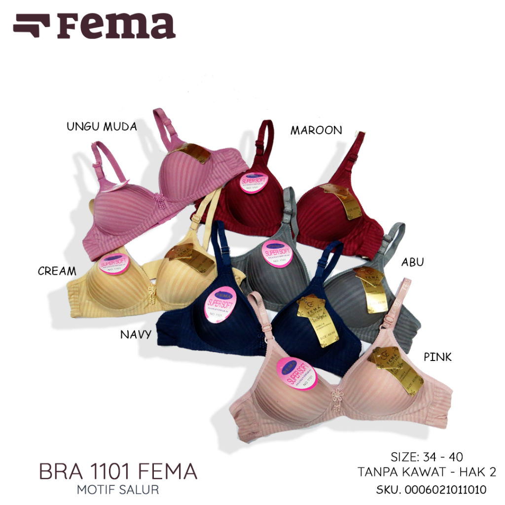 FEMA Official Shop Grosir isi 6 pcs Bh Bra 1118/1101 Salur
