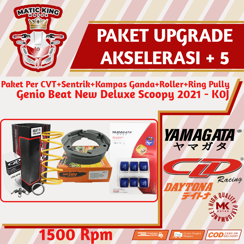 Paket Per CVT + Sentrik + Roller Kampas Ganda Honda Genio Beat Deluxe Scoopy New Vario Spacy 110 DAYTONA CLD YAMAGATA 1000/1500 RPM