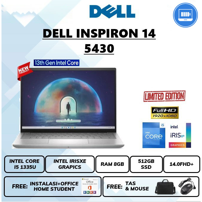 Laptop Dell Inspiron 14 5430 I5 1335u ram 8gb ssd 512gb irisxe 14&quot; fhd