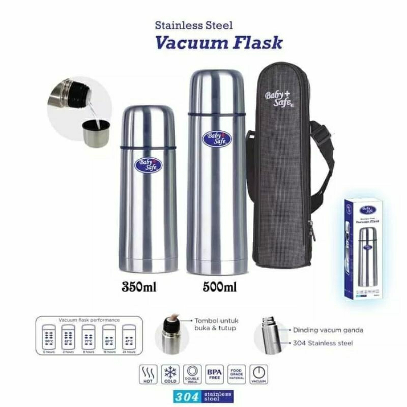 Baby Safe TER02 500/350ml Stainless Steel Vacuum Flask Termos Air Thermos