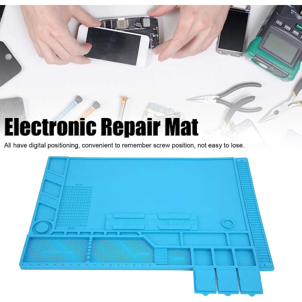 Alas Matras Solder Silikon Magnetic Soldering Mat Heat Resistant Alas Solder Banyak Slot Tahan Suhu Tinggi