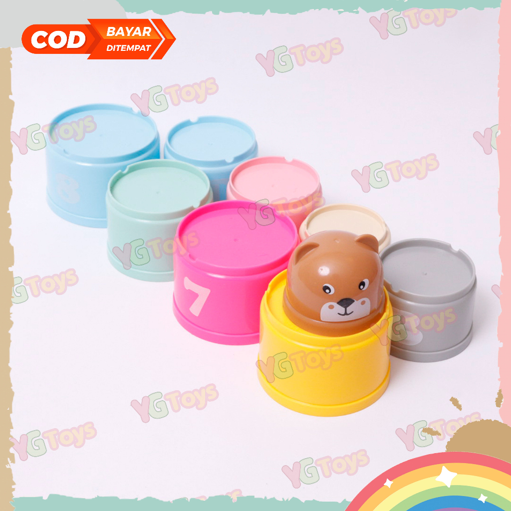 YGtoys Mainan Stacking Cup Menyusun Gelas Susun Warna Edukasi 9 PCS