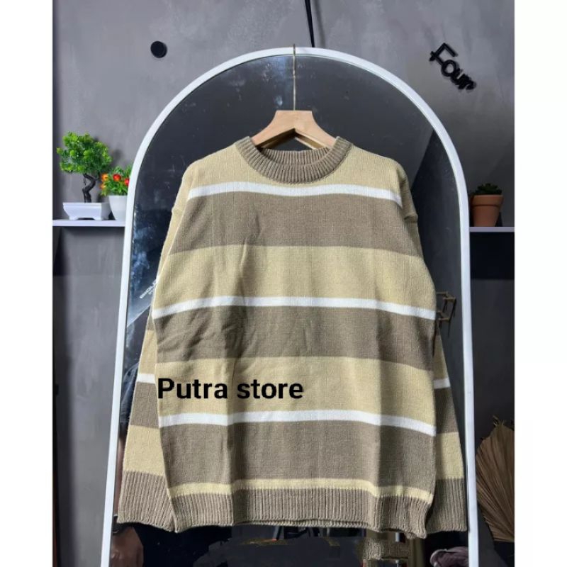 INARA SWEATER RAJUT STRIPE ATASAN WANITA OVERSIZE