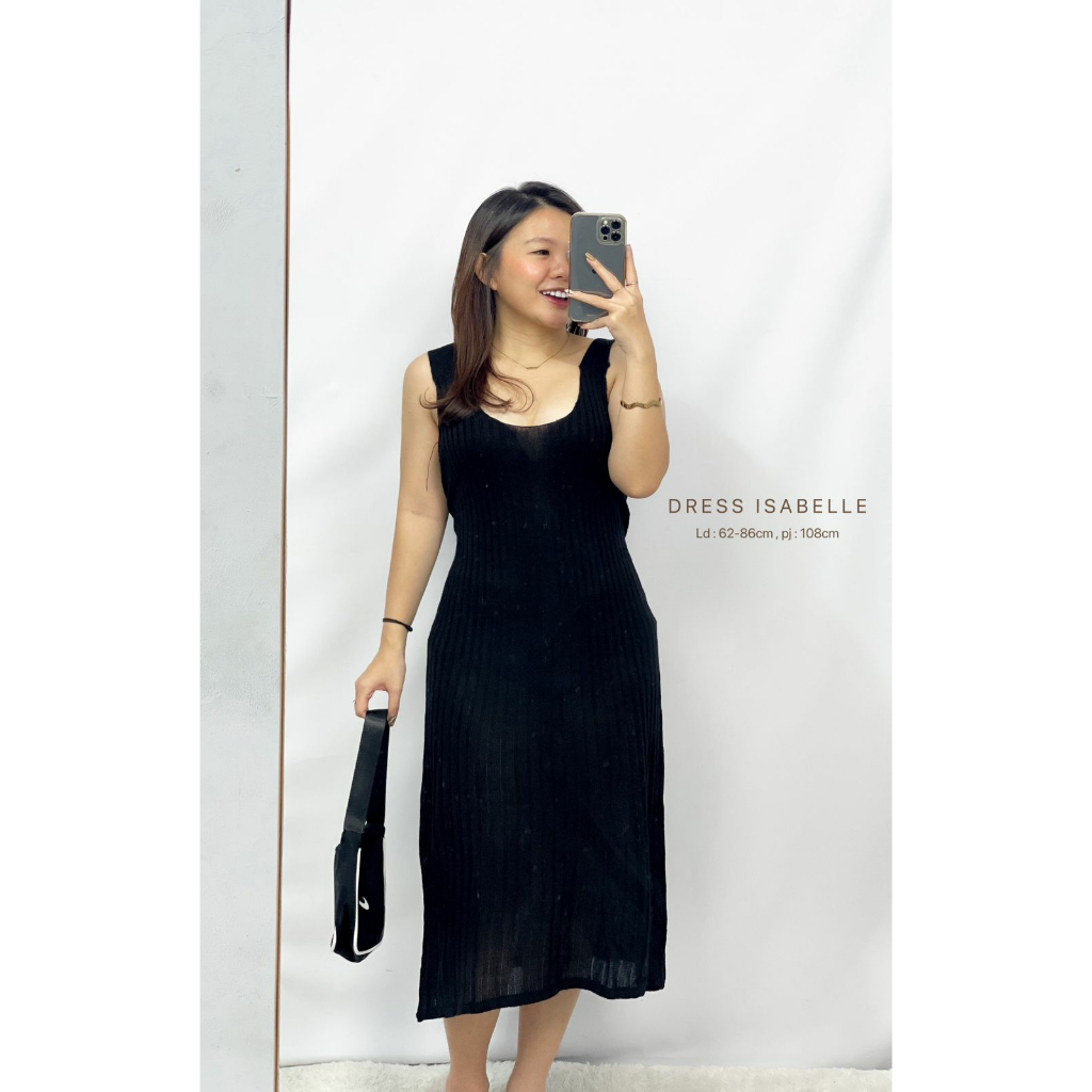 HOPYLOVY Dress Wanita Bahan Rajut Fashion Wanita Isabelle