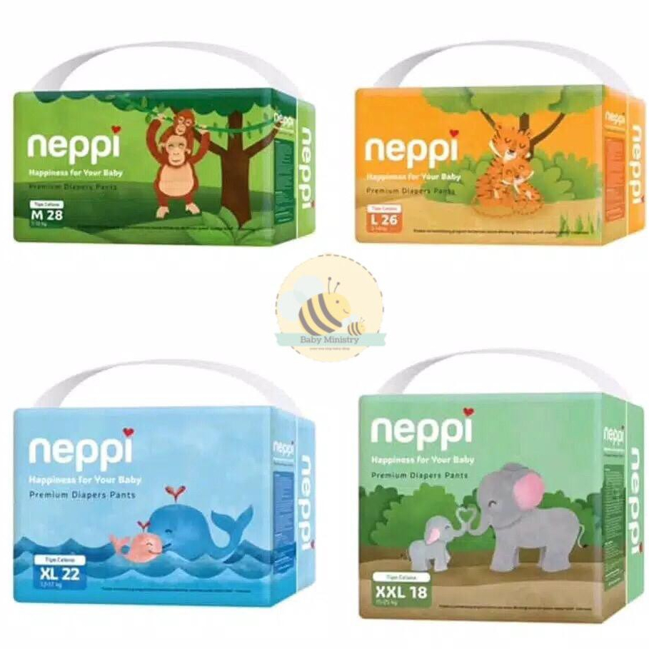 NEPPI PREMIUM DIAPER PANTS (M/L/XL/XXL) / PEMPERS BAYI / DIAPERS ANTI IRITASI / POPOK BAYI / TRAVELING / ANTI RUAM / POPOK BAYI BARU LAHIR / NEWBORN / AMAN KULIT SENSITIF/ ANTI GATAL / ANTI BOCOR/ NEPPI SOFT CARE TAPE