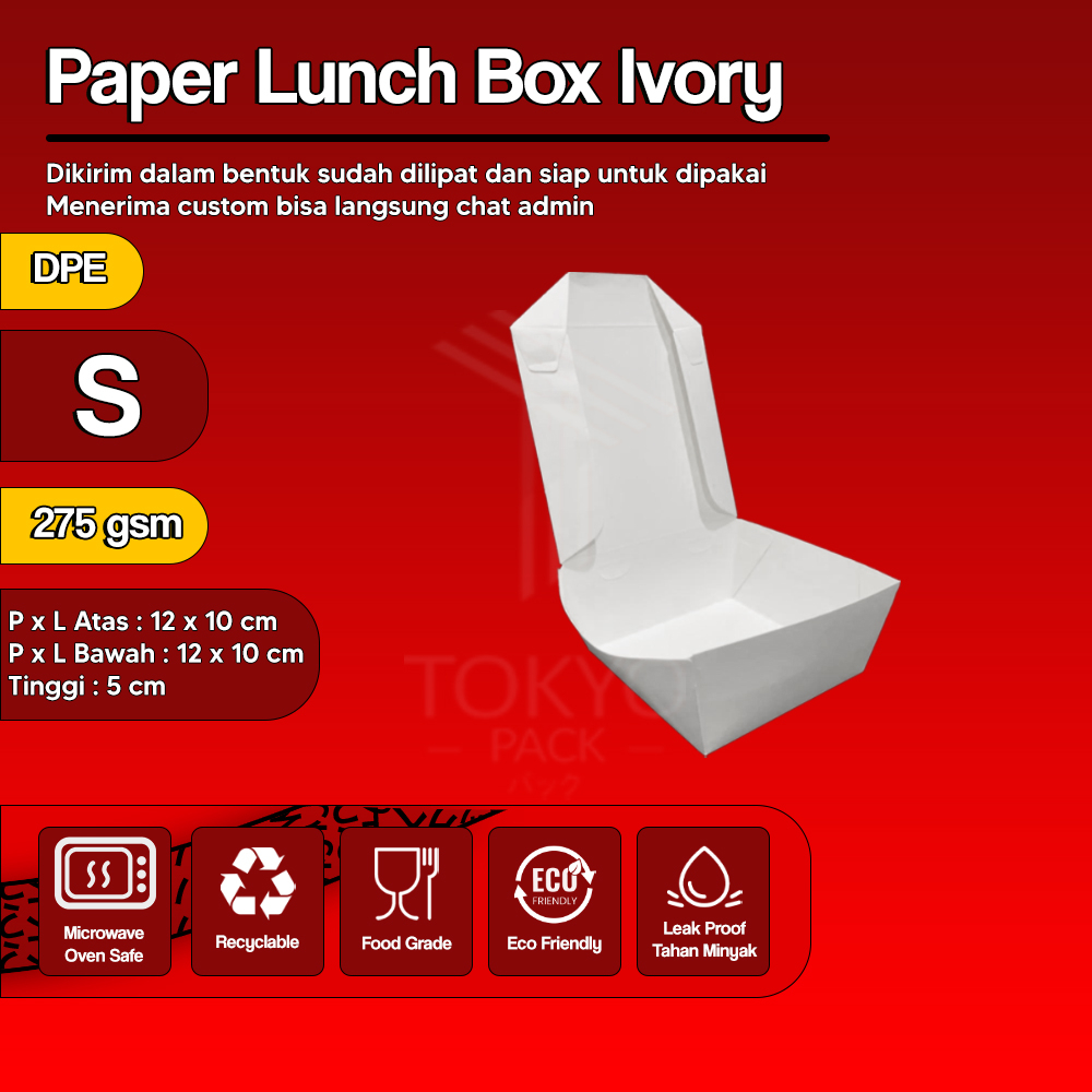 Paper Lunch Box Size S Food Grade Kemasan Makanan Kotak Putih