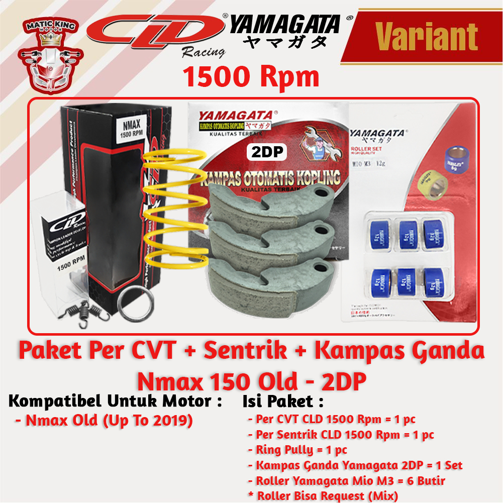 Paket Per CVT + Sentrik + Roller Kampas ganda Yamaha Mio Nmax Aerox Soul GT Fazzio Lexi X Ride Fino Freego CLD YAMAGATA 1000/1500 RPM