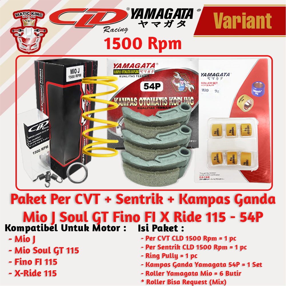 Paket Per CVT + Sentrik + Roller Kampas ganda Yamaha Mio Nmax Aerox Soul GT Fazzio Lexi X Ride Fino Freego CLD YAMAGATA 1000/1500 RPM