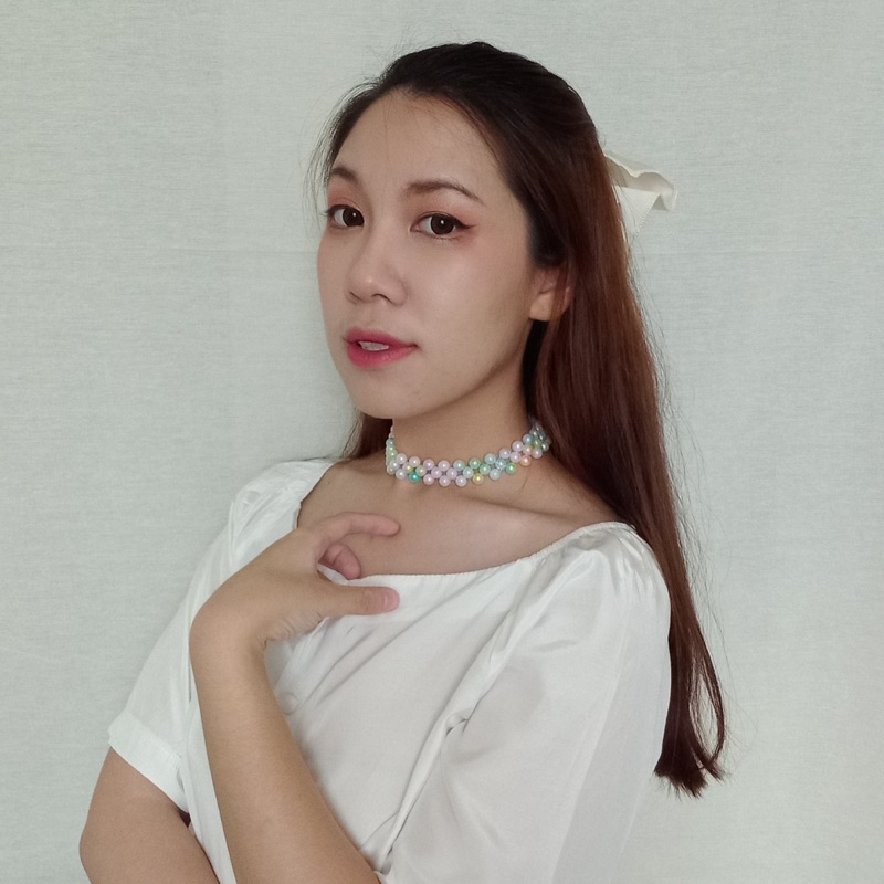 Wendy Gradient Pearl Choker Necklace Anyam Kalung Mutiara Gradiasi Korea