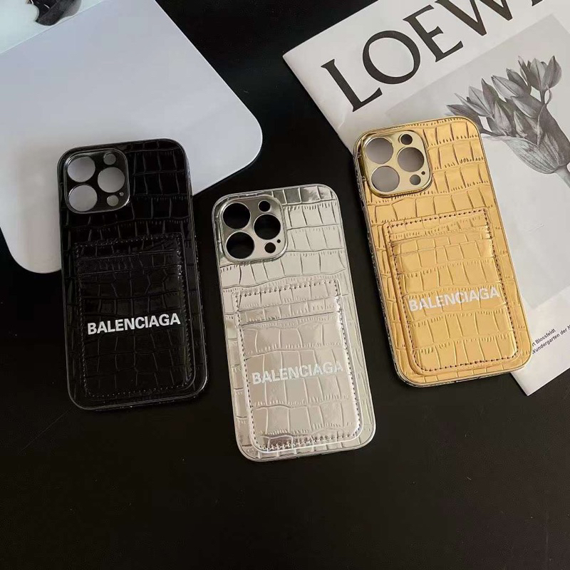 Balenciagaa Phone Card Case Premium Metalic Leather Case Iphone 7 8 plus 11 12 13 14 Pro Max 13Promax 14Promax 12Promax 13Pro 12 ProMax 14Plus 14Pro