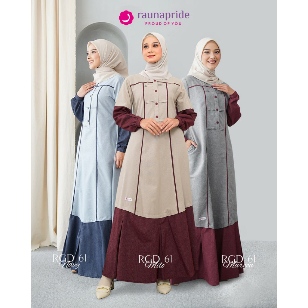 RAUNA RGD 61 / GAMIS MUSLIM / BAJU WANITA / GAMIS KATUN / DRESS / GAMIS RAUNA / GAMIS / RAUNA TERBAR