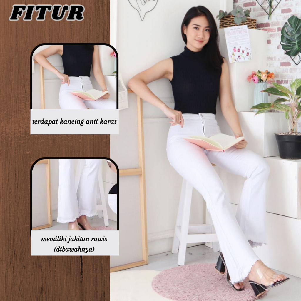 celana panjang cutbray jeans wanita kekinian rawis jumbo hight waist korean style terbaru