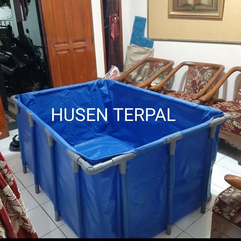 terpal kolam slot pipa paralon 200x100x60 bahan terpal terpaulin Korea semi karet Orchid