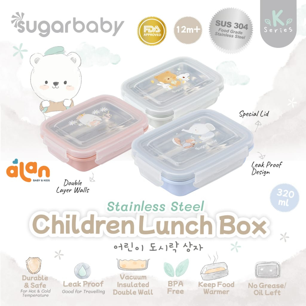 Sugar baby Stainless Steel Children Lunch box/ Kotak Makan Anak/ Kotak Bekal (SUSBOX320)