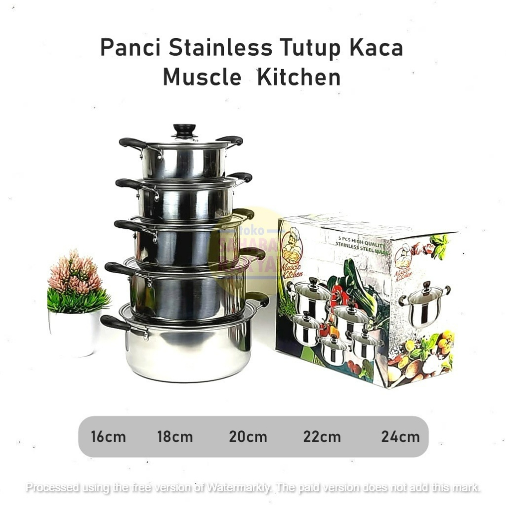 Panci Tutup Kaca Muscle Kitchen 24 cm