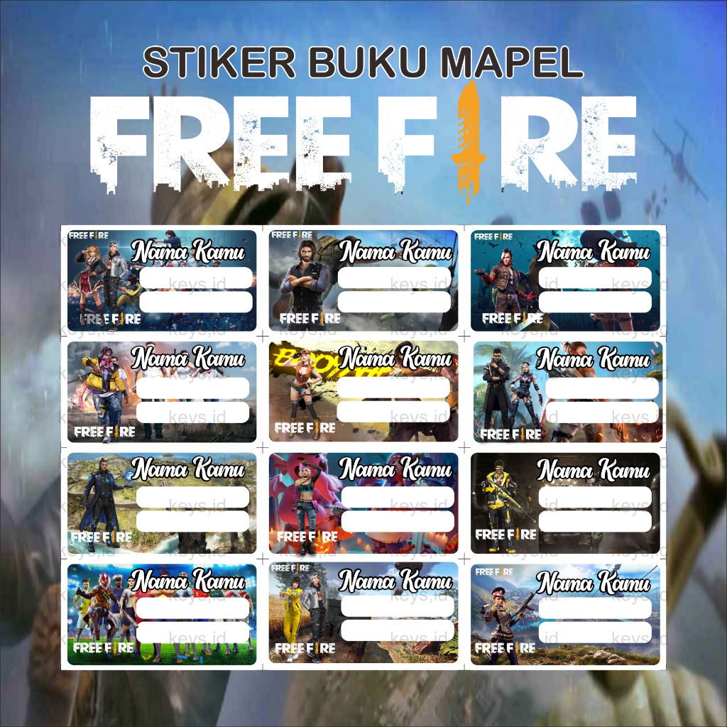 

STICKER STIKER LABEL BUKU MAPEL FREEFIRE, STIKER LABEL NAMA BUKU MATA PELELAJARAN SEKOLAH, STICKER MAPEL AESTHETIC