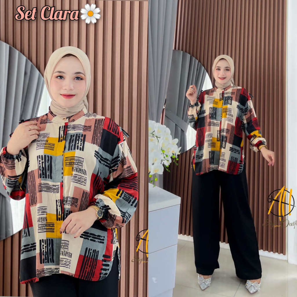 Clara Set by AH Style Outfit/celana cringkle