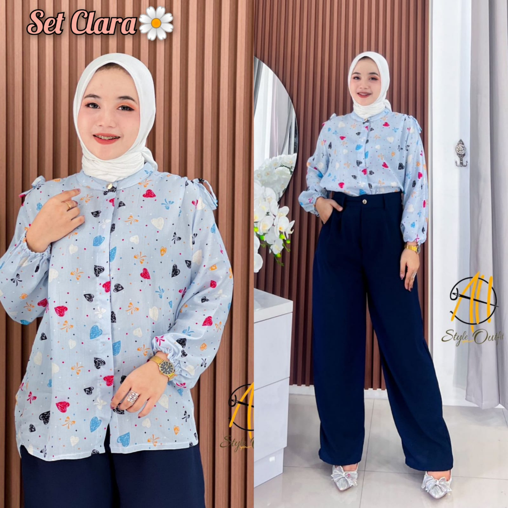 Clara Set by AH Style Outfit/celana cringkle