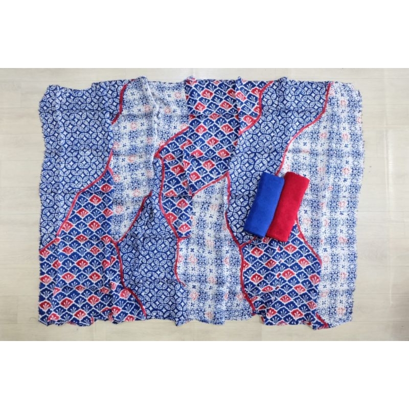 Kain batik viscose semi sutra motif puloan bangbiru set polos terbaru