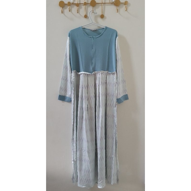 Baby Blue Dress Qonita Batik - Gamis batik (Preloved)