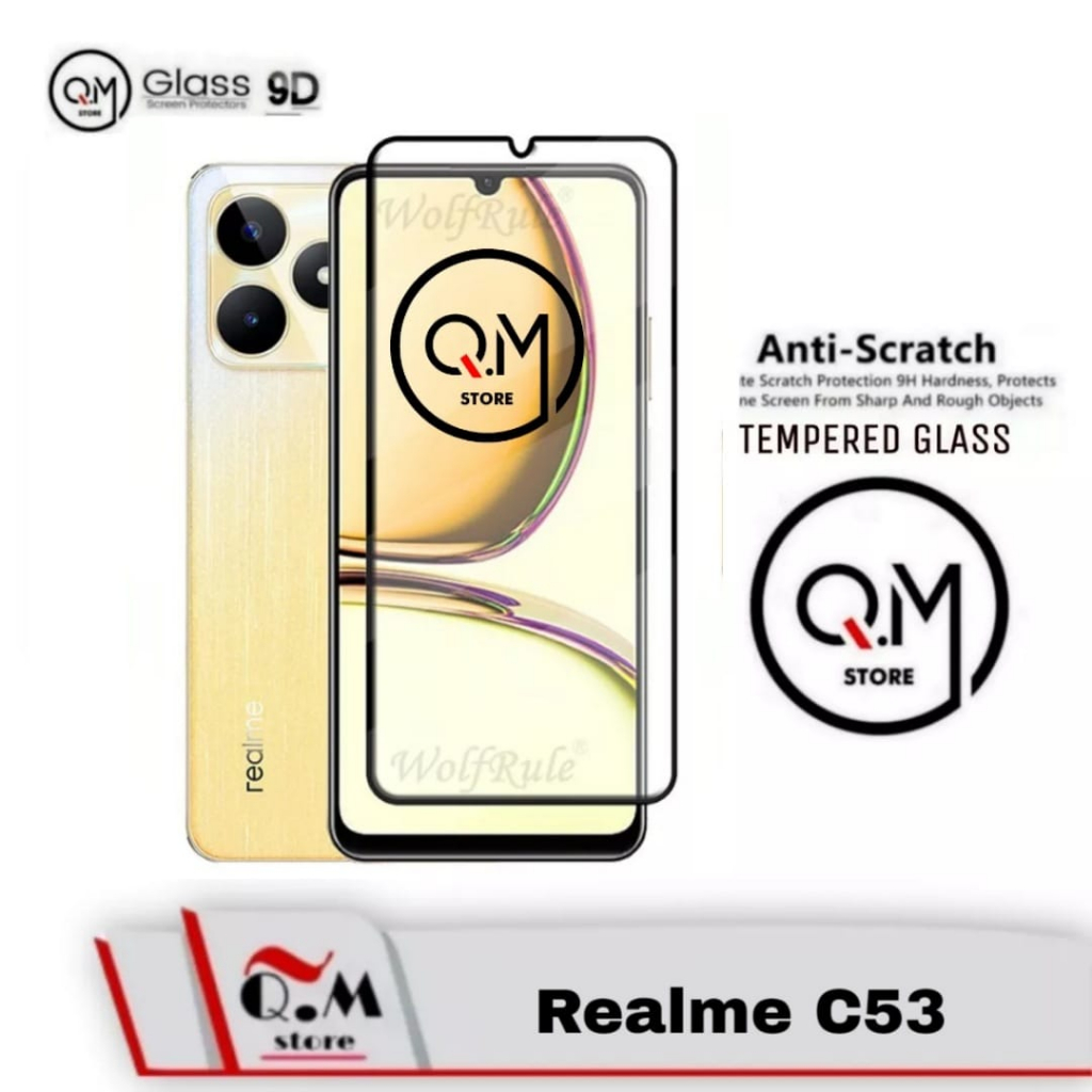 Paket 2In1 Tempered Glass Layar Full Realme C53 2023 Anti Gores Pelindung Screen Guard Free Garskin