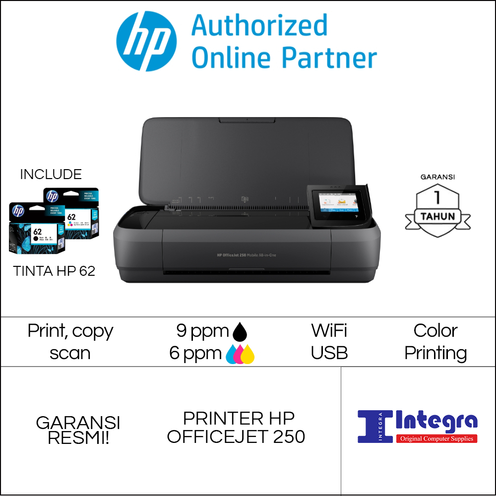 Printer HP Officejet 250 | OJ 250 Wiresless Wifi Portable All in One - 250