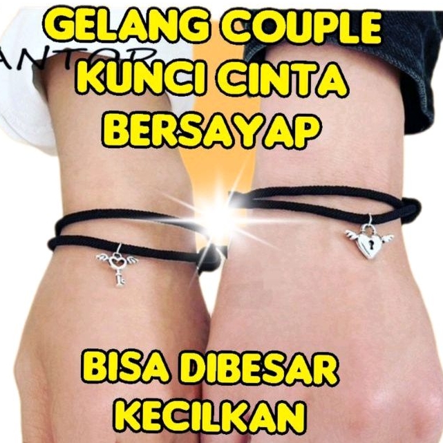 2 PC Gelang Couple Hitam Tali Korea - Gelang Pasangan Kunci Gembok