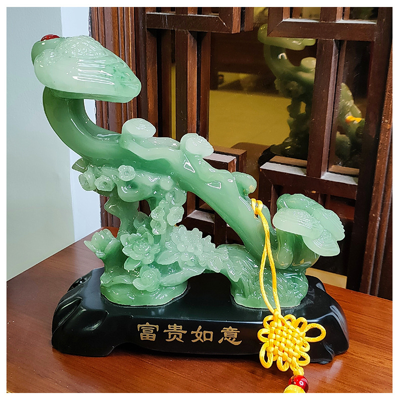 Pajangan Fengshui Hoki Tongkat Ruyi motif Giok