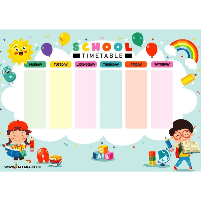jadwal mata pelajaran daftar mata pelajaran full colour