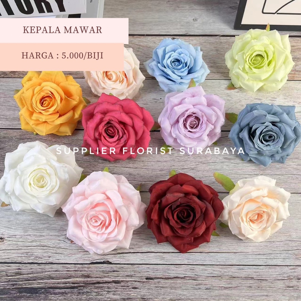 [HANYA KEPALA] KEPALA MAWAR PREMIUM MAWAR KERITING ARTIFICIAL ROSE FLOWER CRAFT ACCESORIS AKSESORIS BUNGA PALSU HIAS DIY FLOWER PREMIUM ROSE KOREAN STYLE