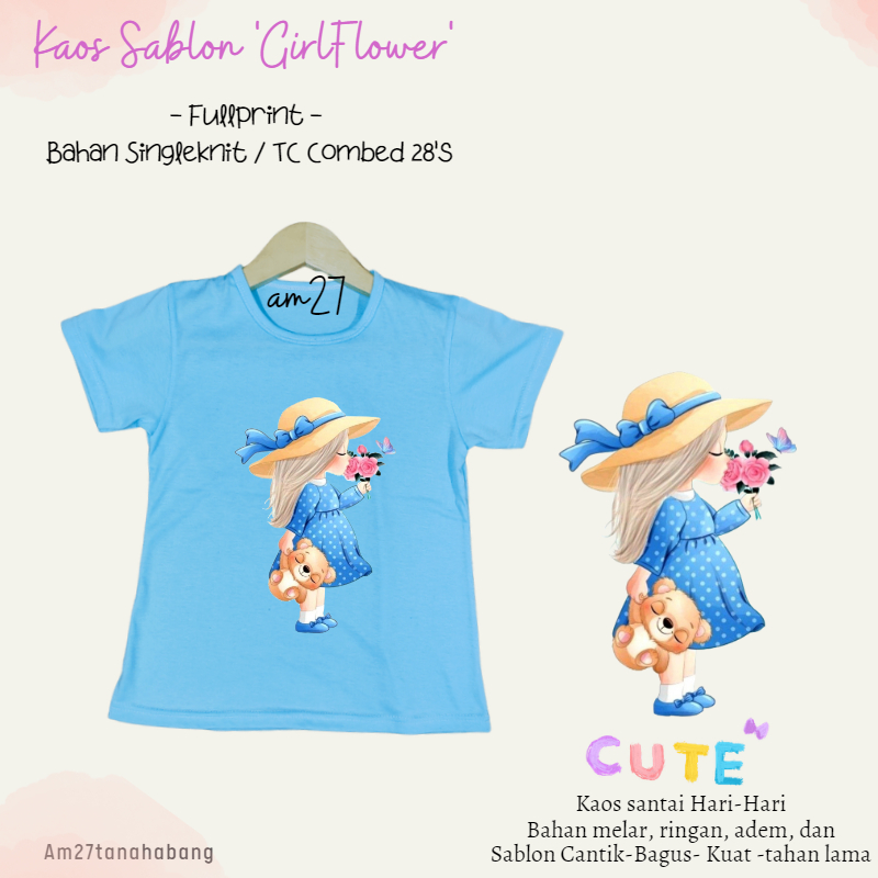 Baju Anak Cewek 3 bulan-10 tahun FlowerGirl- Kaos003sablon