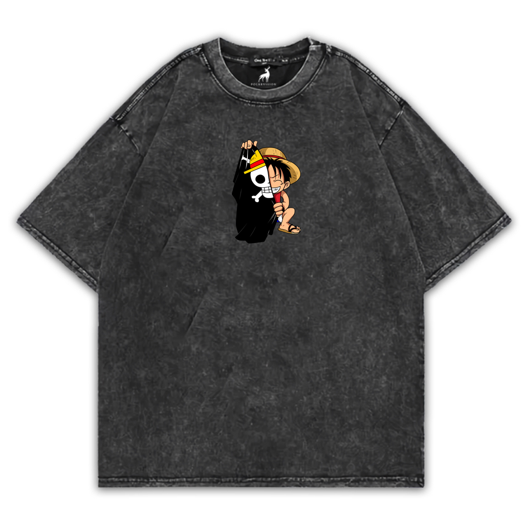 Kaos Anime Monkey D Luffy Washed Oversize