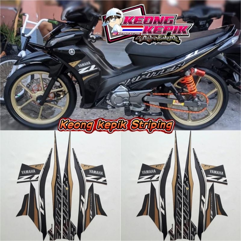 (BISA COD) STRIPING STIKER LIS BODY MOTOR YAMAHA JUPITER Z1 2021 STANDAR ORI HITAM GOLD