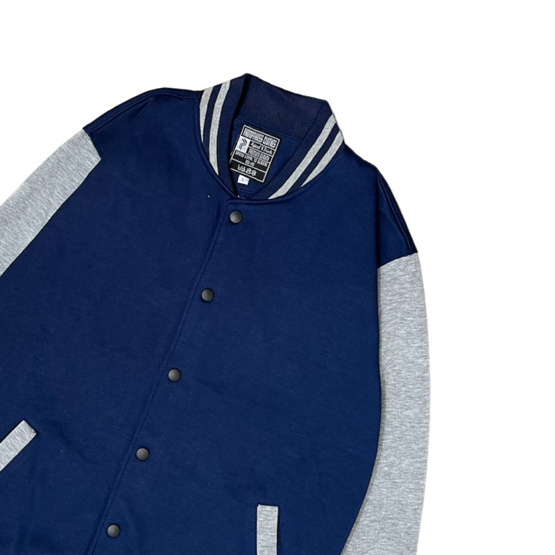 PHOMPPHIESS Jaket Varsity Polos Navy Abumuda Jacket Baseball Polos Pria Wanita