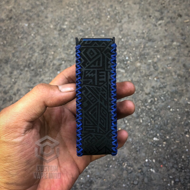 Benang Biru Leather sleeve / Case Basic Centaurus M200 Model Lubang Full Engraving Aztec