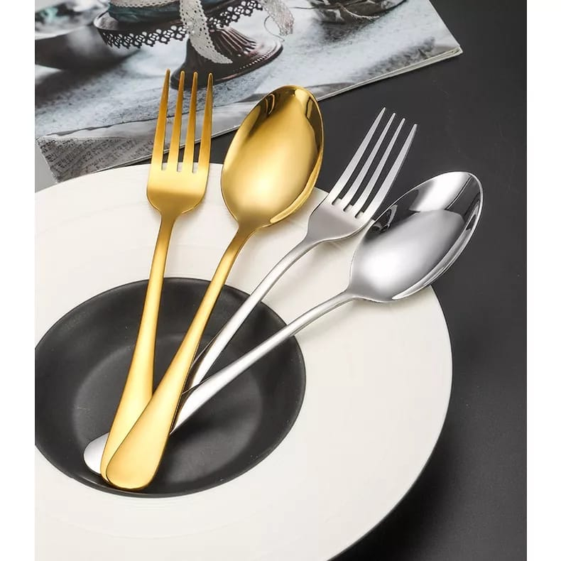 Sendok Garpu Korea Sujeo Gold Silver / Alat Makan Korean Panjang Spoon Fork