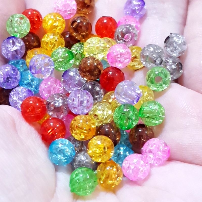 200 butir Mote 6mm Mote Crack Mote Peca Campur Warna