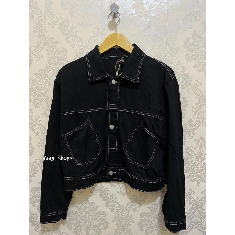 Jaket Crop Jeans Polos Jaket Jeans Wanita Motif Garis Putih-putih Terbaru Jaket Wanita Kekinian Impo