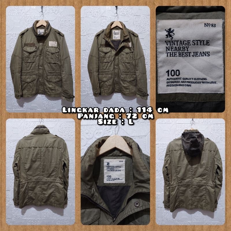 Jaket Parka Military M65 Warna Hijau Army Second Original.