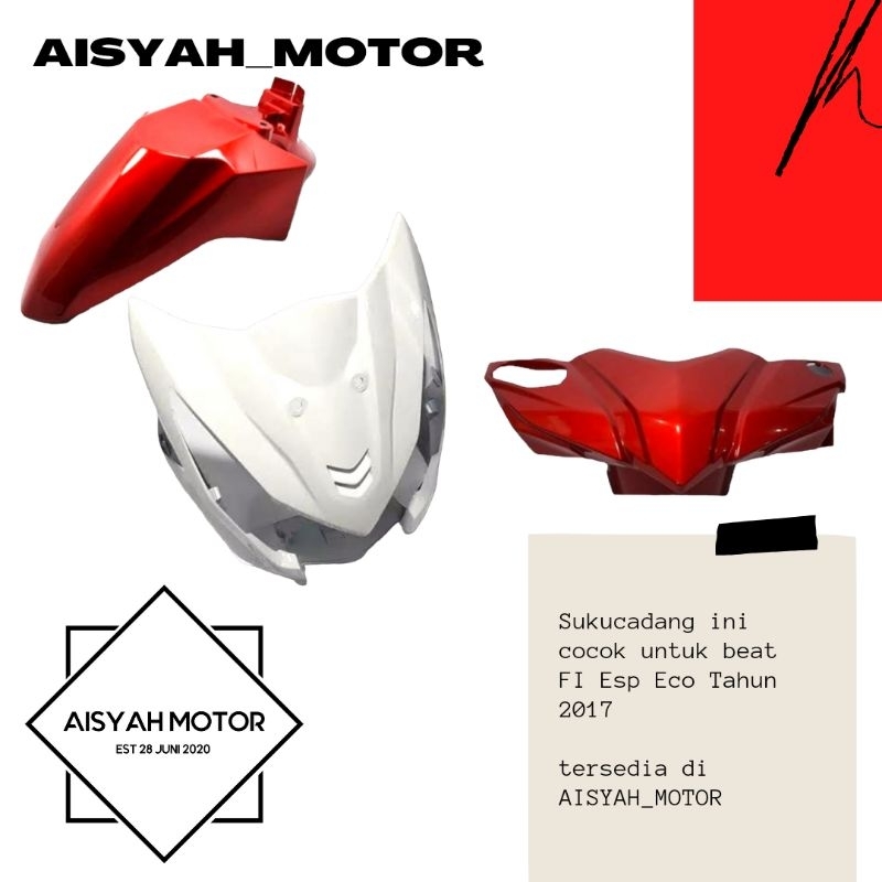 Cover Bodi Bagian Depan Honda Beat FI Esp Warna Merah Tahun 2015