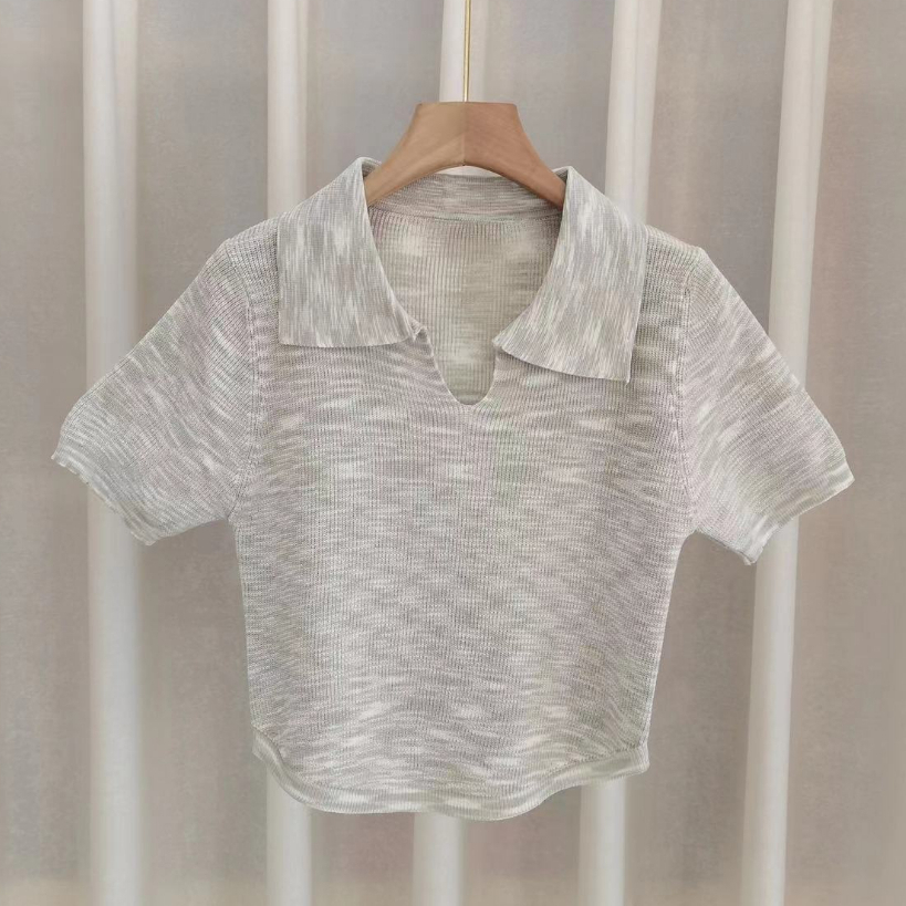 Nadelyn Top Knit Import - Polo Kerah Rajut Gradasi - Atasan Wanita Rajut Import TM (15007)