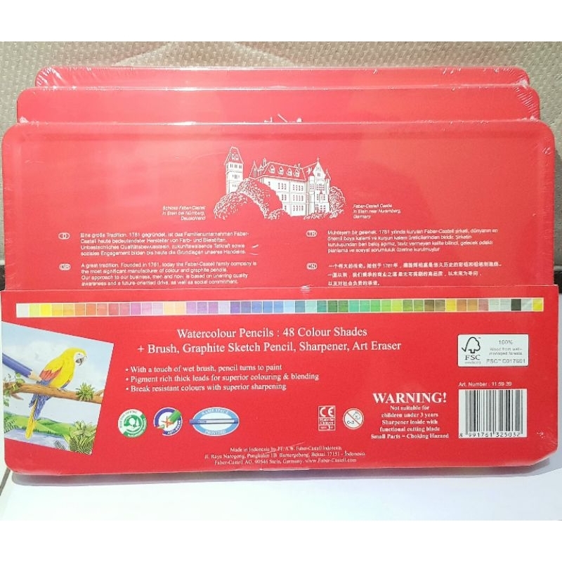 

RK Pensil warna 48 / Watercolour pencils tin case 48 warna faber castell