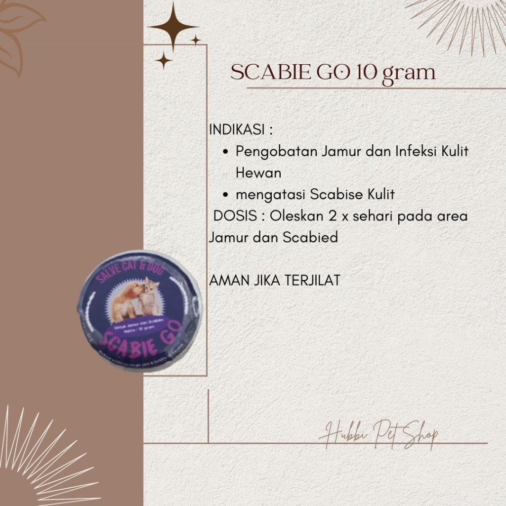 SCABIE GO Scabie Kill Obat Salep Scabies Untuk Kulit Hewan Jamur Luka Luar Kucing Anjing Non Scabies Derma 10 g