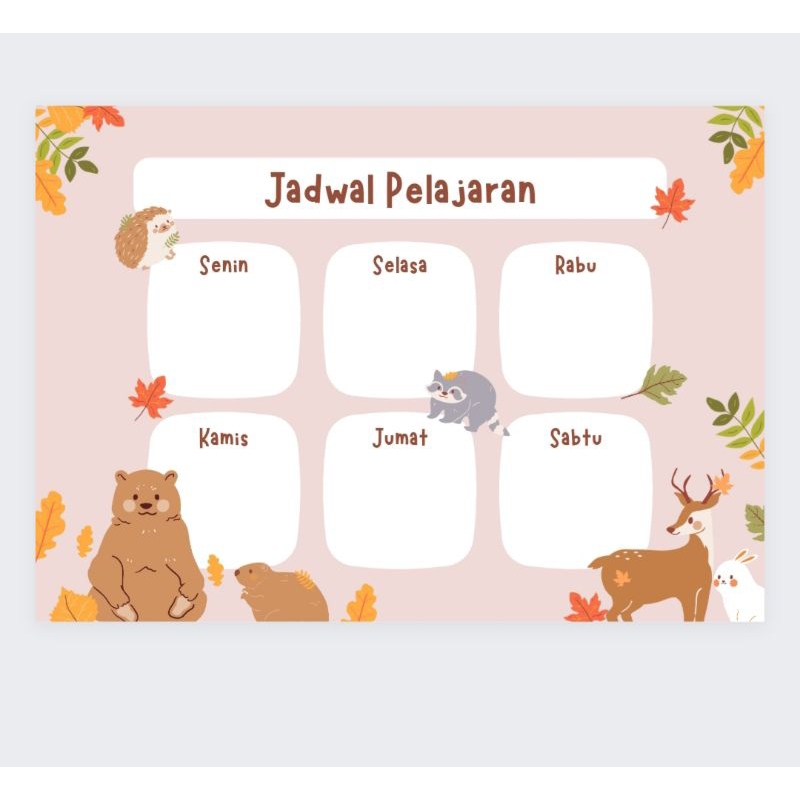 

Lembar jadwal pelajaran anak tempel dinding