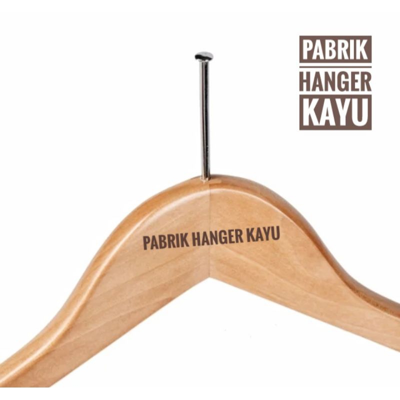 HANGER KAYU NATURAL DEWASA HOTEL  ANTI THAF