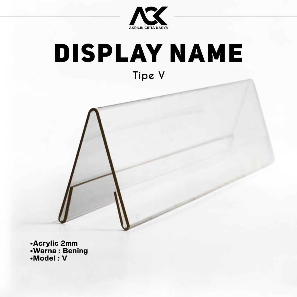 

Papan Nama Akrilik Meja Display Custom Model V / Acrylic Name Card Holder Organizer Model V